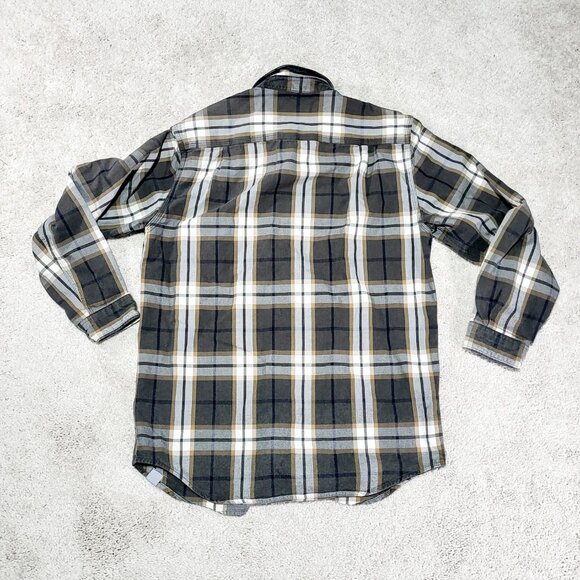 Carhartt Flannel Button Down Shirt Men M Green Original Heavyweight Madras Plaid - Picture 3 of 7